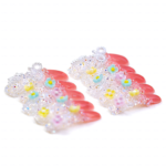 Blossom Glitz -Soft Coral Short Curved Press-Ons with Micro Floral & Iridescent Glitter - Image 8