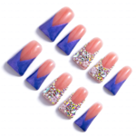 Lavender Blossom – Pink & Purple Long Duck Press-Ons with Crystal & Floral Accents - Image 8