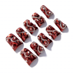 Rebel Chain-Metallic Red Short Duck Press-Ons with Spike & Chain Charms - Image 8